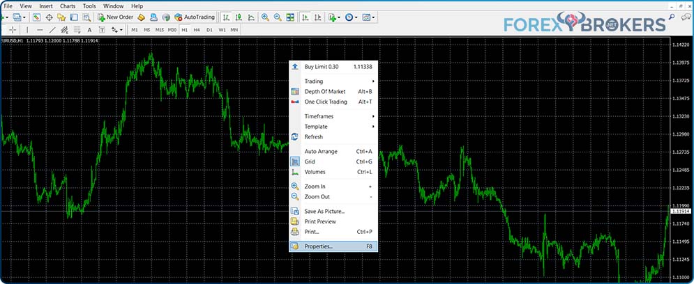 MT4 Properties tab